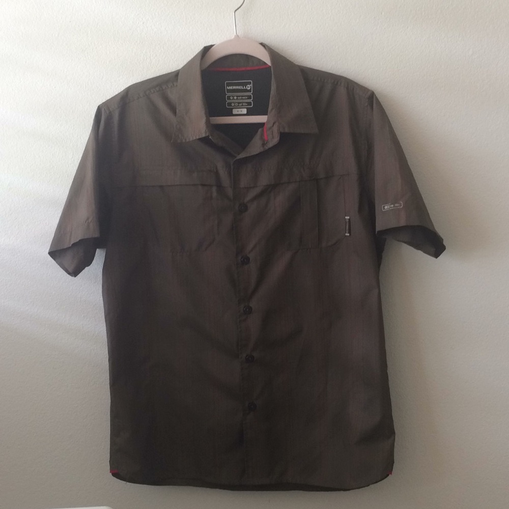 Men’s Merrill M  Shirt in Green Optic-Wick UPF 50